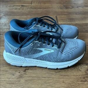 Brooks Addiction GTS 15 Cushioned Running Shoes Gray Navy Aqua Womens Size 9.5